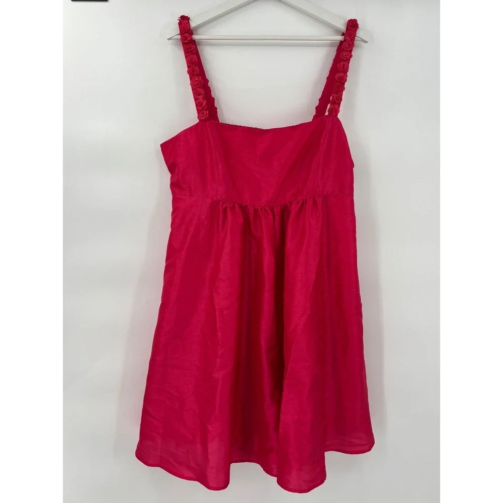 Anthropologie Hutch Rosette‎ Strap Mini Dress XL Pink Floral Cottagecore
